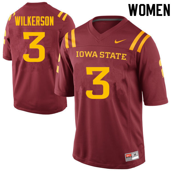 Iowa State Cyclones Women's #3 Reggie Wilkerson Nike NCAA Authentic Cardinal College Stitched Football Jersey HI42B01FB